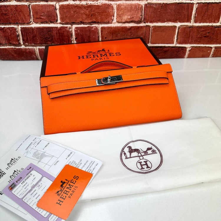 HERMES KELLY CUT CLUTH ORANJ SİLVER